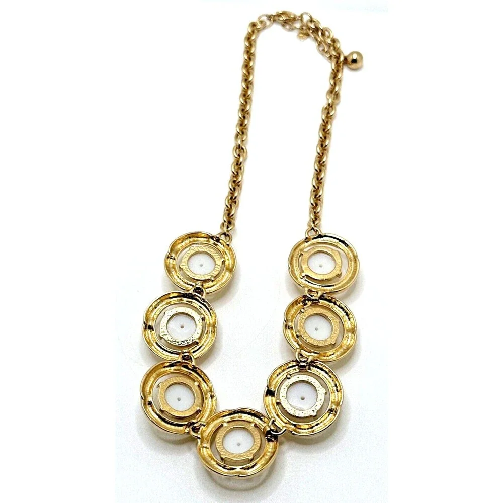 Lady Remington TRISH Faux Pearl Bib Necklace Gold Tone Statement Vintage 18-20